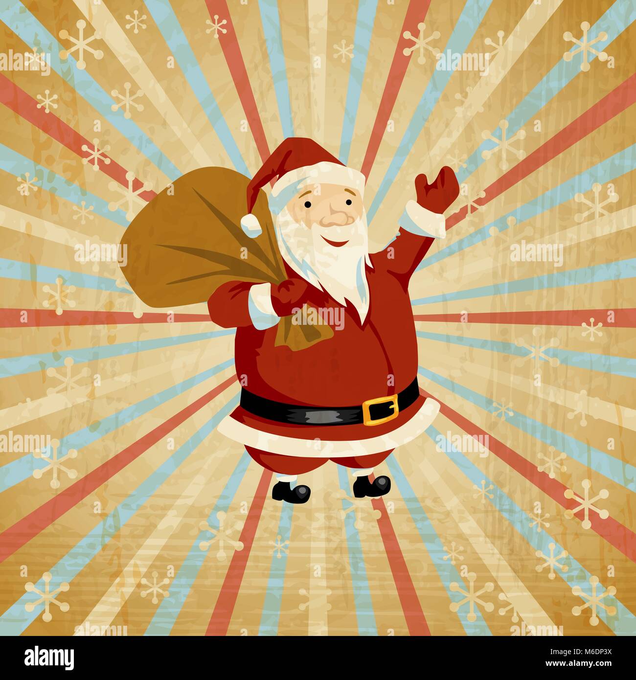 Noël arrière-plan vectoriel avec Santa holding grand sac de cadeaux Illustration de Vecteur