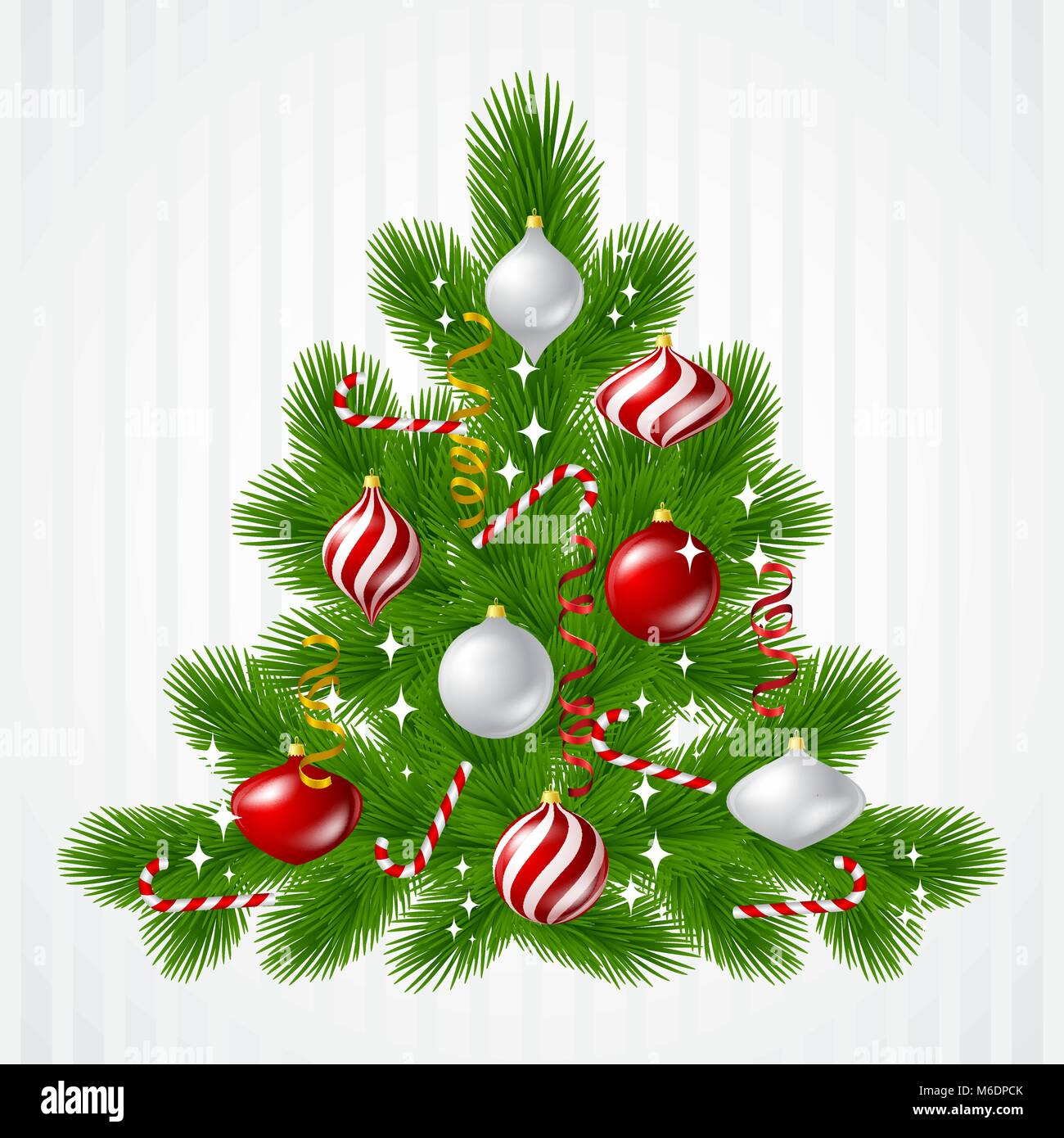 Joyeux Noël vector background avec arbre et boules brillant. Illustration de Vecteur