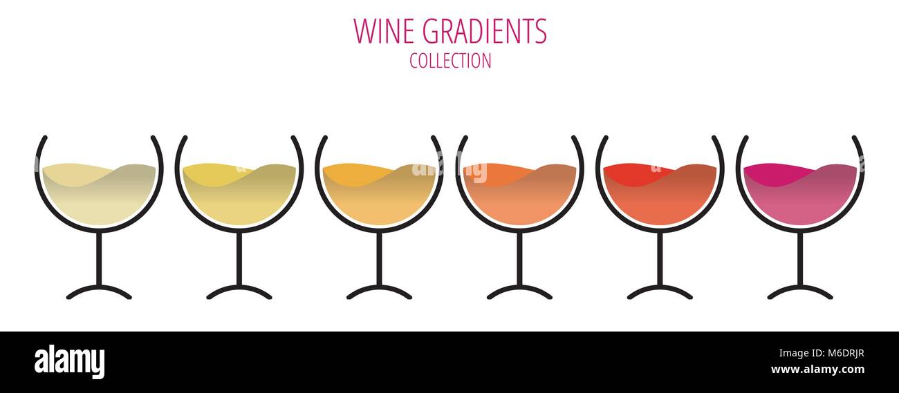 Les couleurs du vin - ensemble de verres dans une rangée Illustration de Vecteur