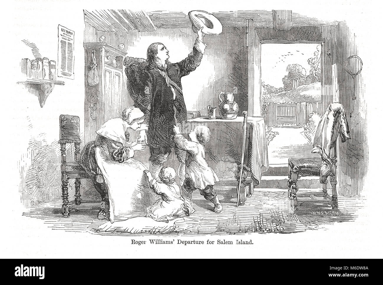 Roger Williams partant pour Salem, 1633 Banque D'Images Roger Williams partant pour Salem, 1633 Banque D'Images