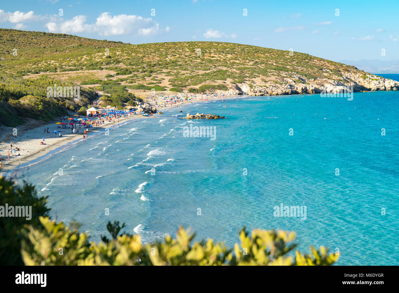 L'une des plus belles plages de l'île de San Pietro, Sardaigne, Italie. Banque D'Images