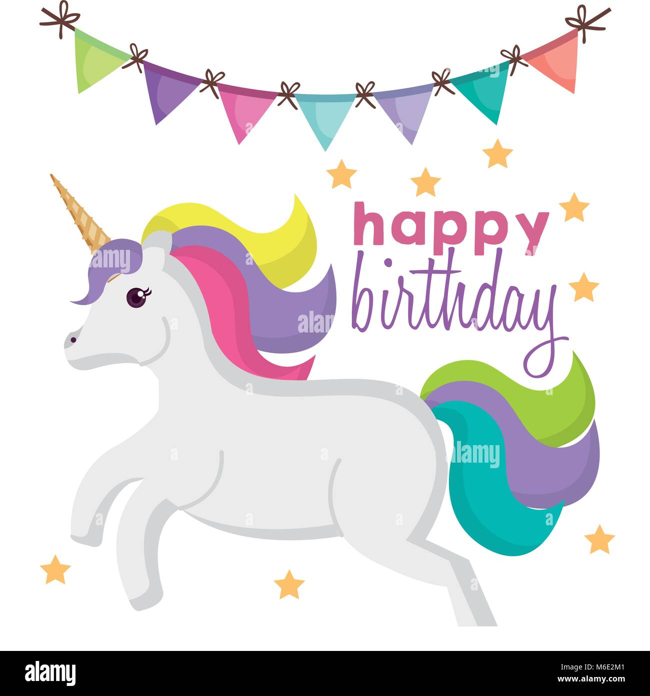 Joyeux Anniversaire Carte Avec Caractere Unicorn Image Vectorielle Stock Alamy