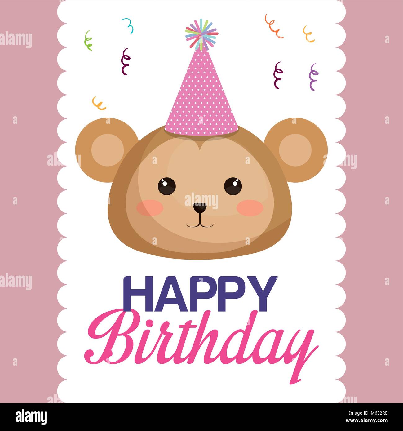 Joyeux Anniversaire Carte Avec Caractere De Singe Image Vectorielle Stock Alamy