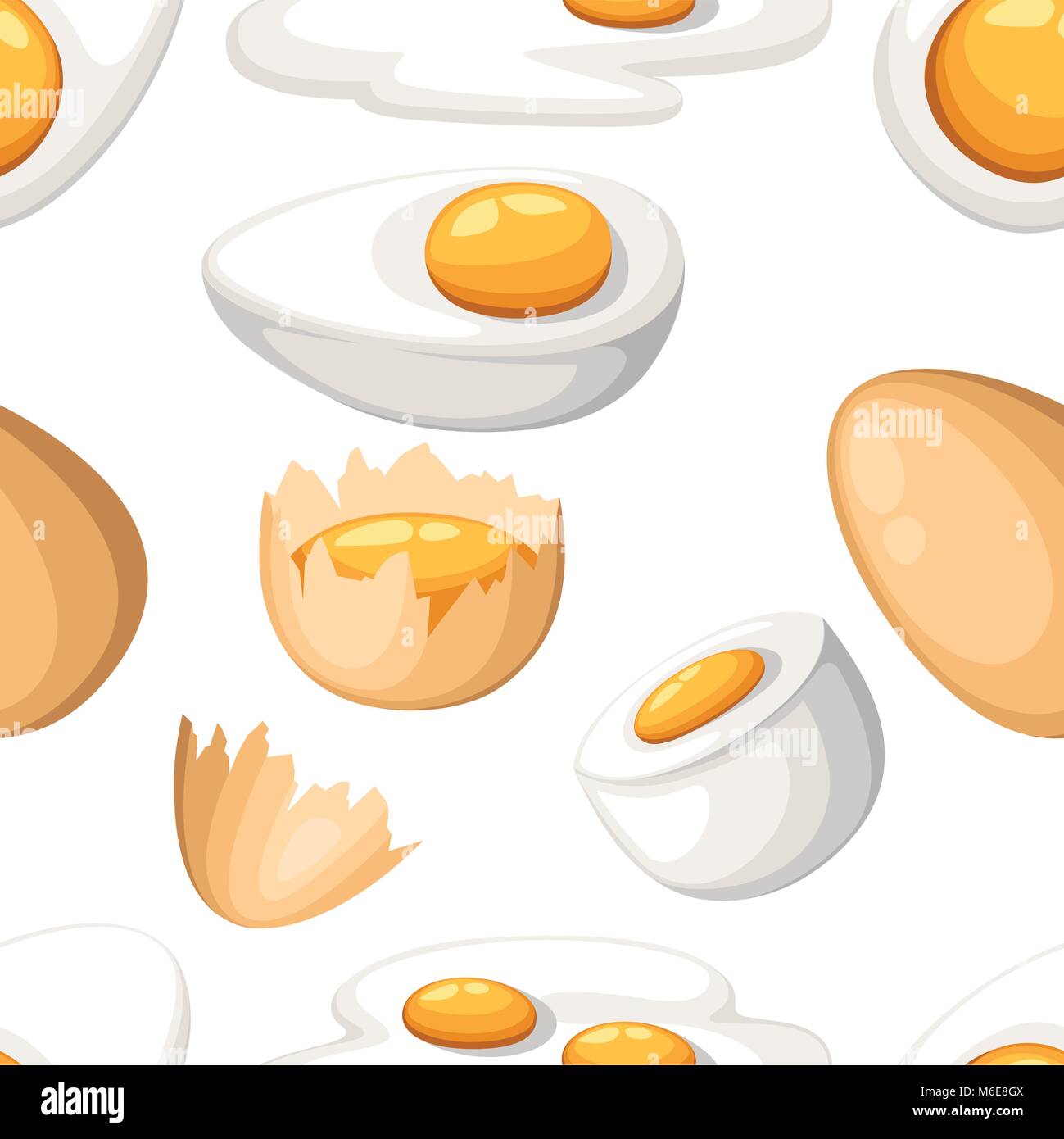 Profil de transparente les oeufs de poule. Rôti, bouilli, cru, en tranches, d'œufs fêlés vector set. Isolé sur fond blanc Illustration de Vecteur