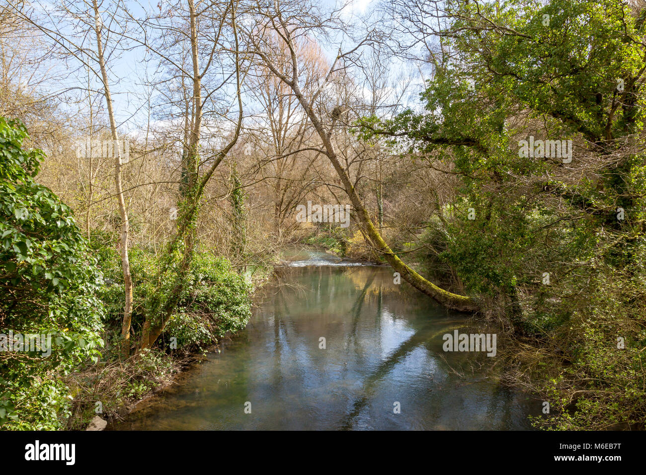 La direction générale de la rivière Tetbury Avon serpente Malmesbury, offrant une belle vue, Wiltshire, Royaume-Uni Banque D'Images