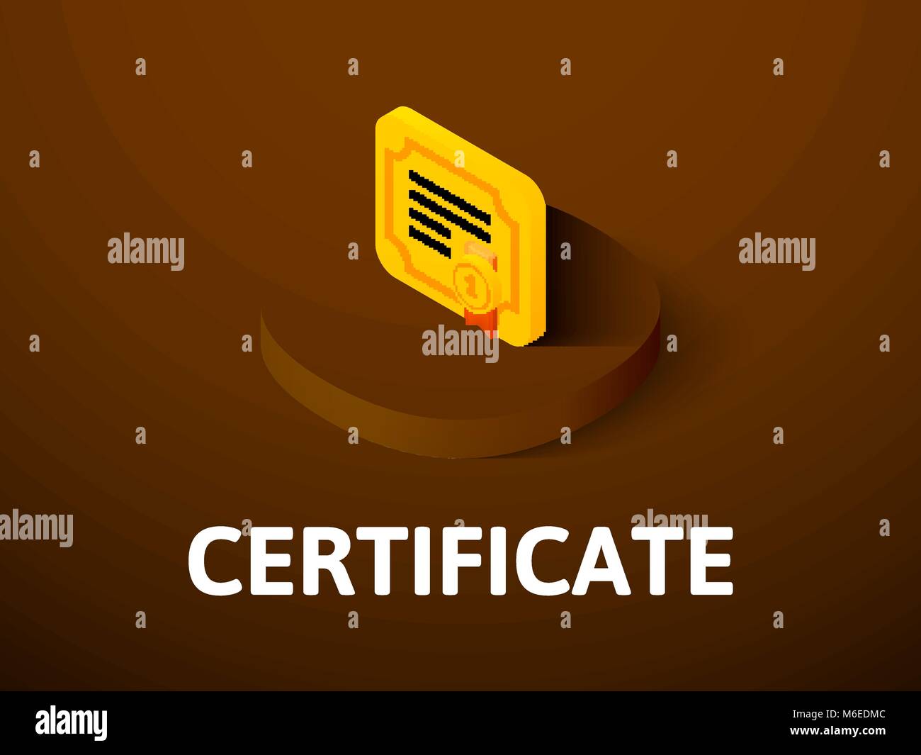 Icône isométrique certificat, isolée sur un fond de couleur Illustration de Vecteur