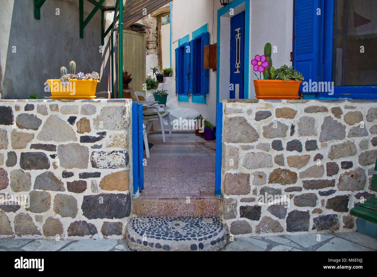 La maison grecque. L'île de Nisyros (Grèce). Banque D'Images