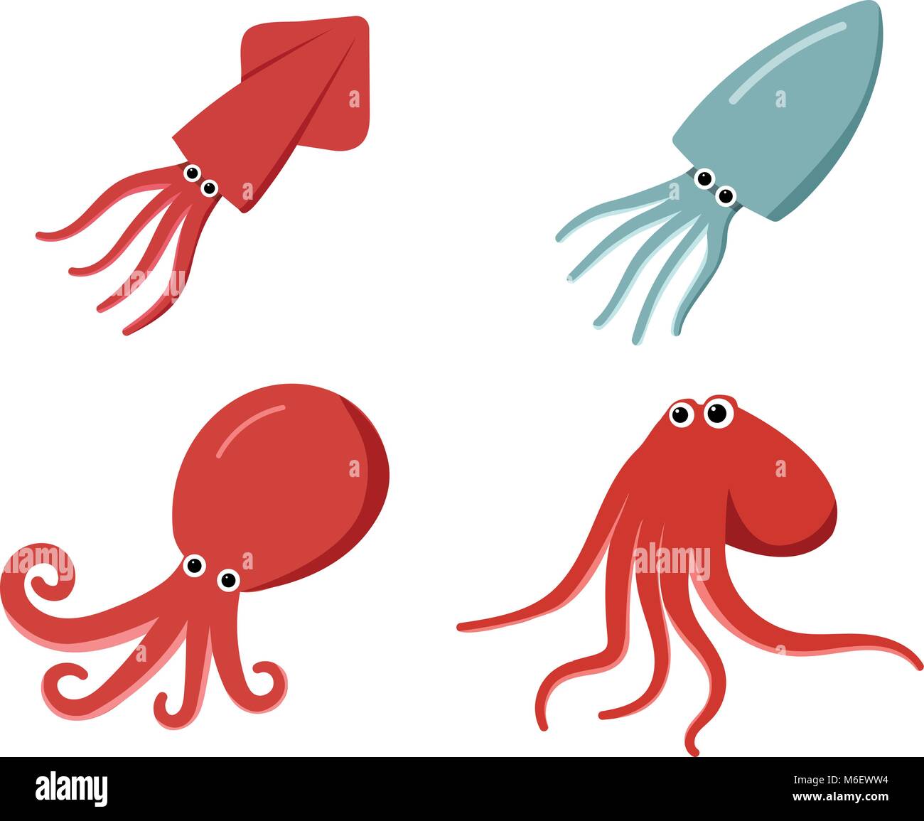 Les Calmars, poulpes et seiches en télévision, vector art Illustration de Vecteur