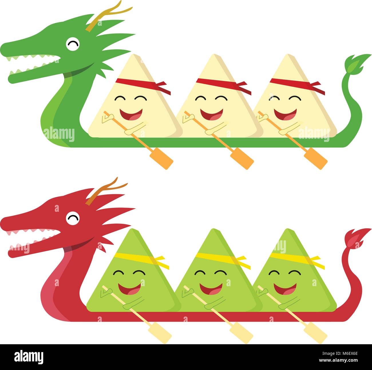 Boulette de riz sur le bateau dragon blanc, conception vectorielle Illustration de Vecteur