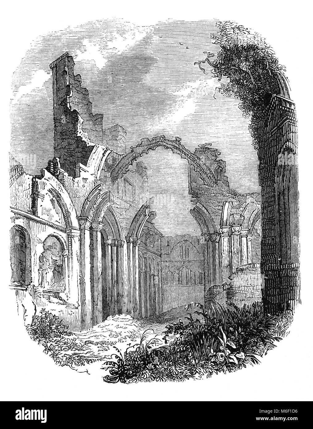 Les ruines du monastère de Lindisfarne a été fondée par un moine Irlandais Saint Aidan, qui avaient été envoyés à partir d'Iona au large de la côte ouest de l'Écosse à la Northumbrie à la demande du roi Oswald. Le prieuré a été fondée avant la fin de 634 et Aidan y demeure jusqu'à sa mort en 651. À la fin du xie ou début du xiie siècle, le monastère a été rétablie après la fin de raids vikings. On a commencé à travailler à l'église du prieuré autour de 1120 et s'est poursuivie jusqu'en 1150. L'île de Lindisfarne, Northumberland, England Banque D'Images