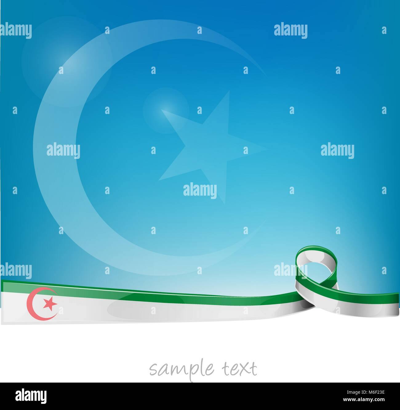 Ruban de l'Algérie drapeau sur fond de ciel bleu Illustration de Vecteur