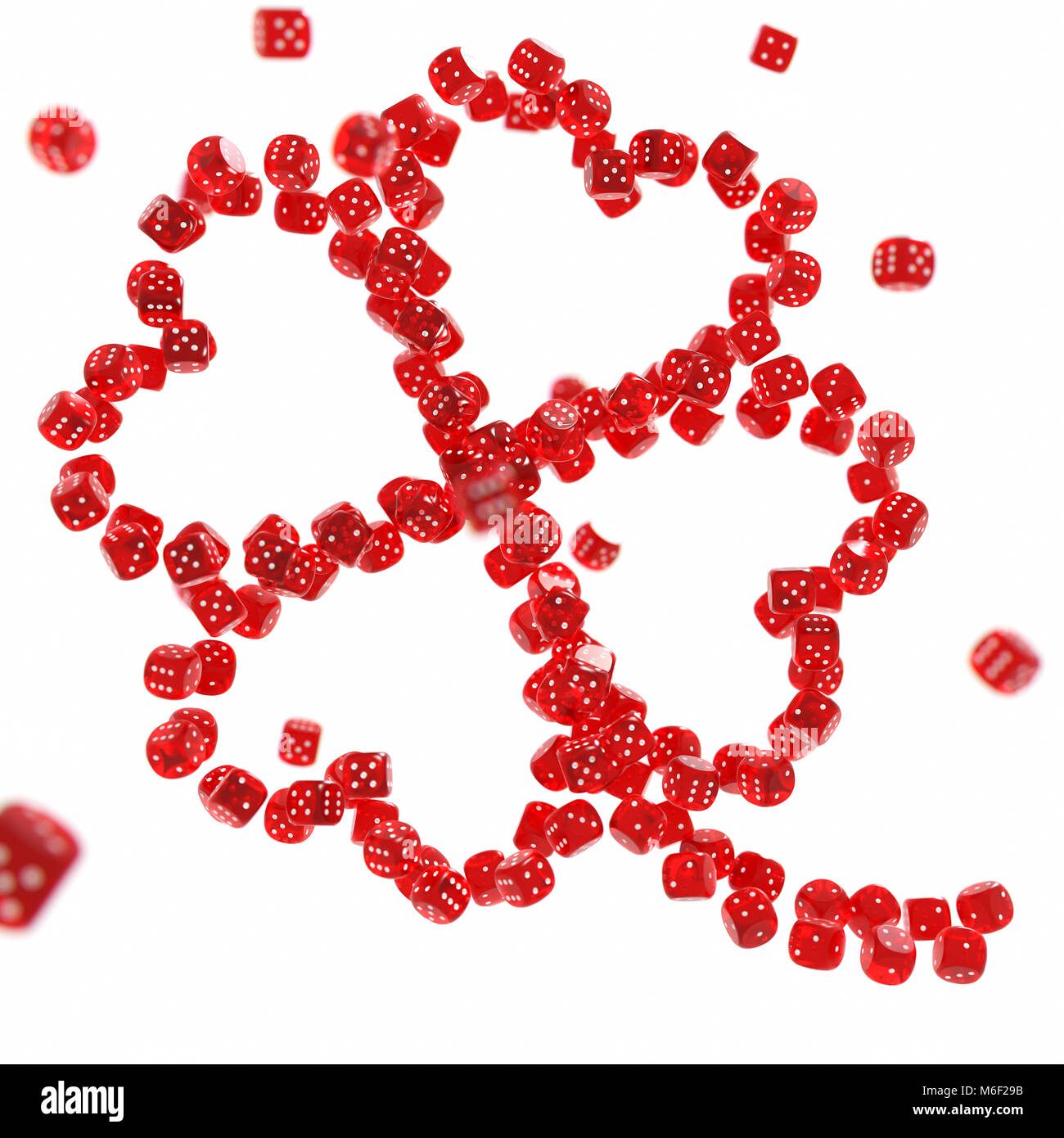 Quatre-feuilles de trèfle fait de casino rouge dés empilés isolé sur fond blanc. Chance dans le jeu concept Banque D'Images