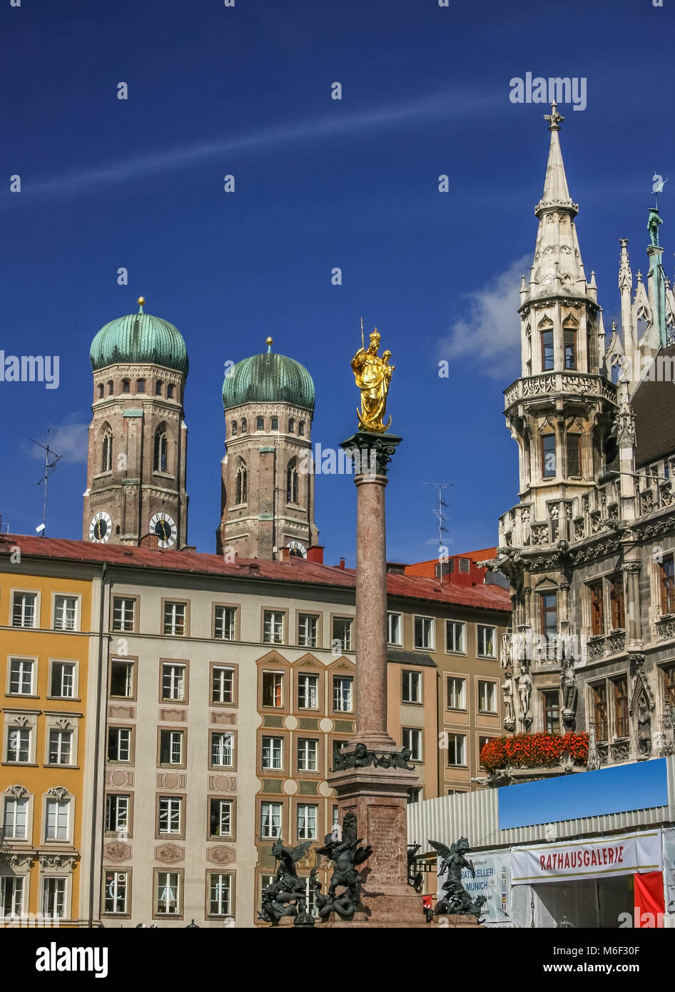 Le centre de la place Marienplatz à Munich Allemagne Banque D'Images
