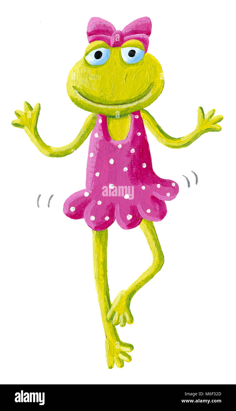 Illustration acrylique de funny cute frog ballerine Banque D'Images