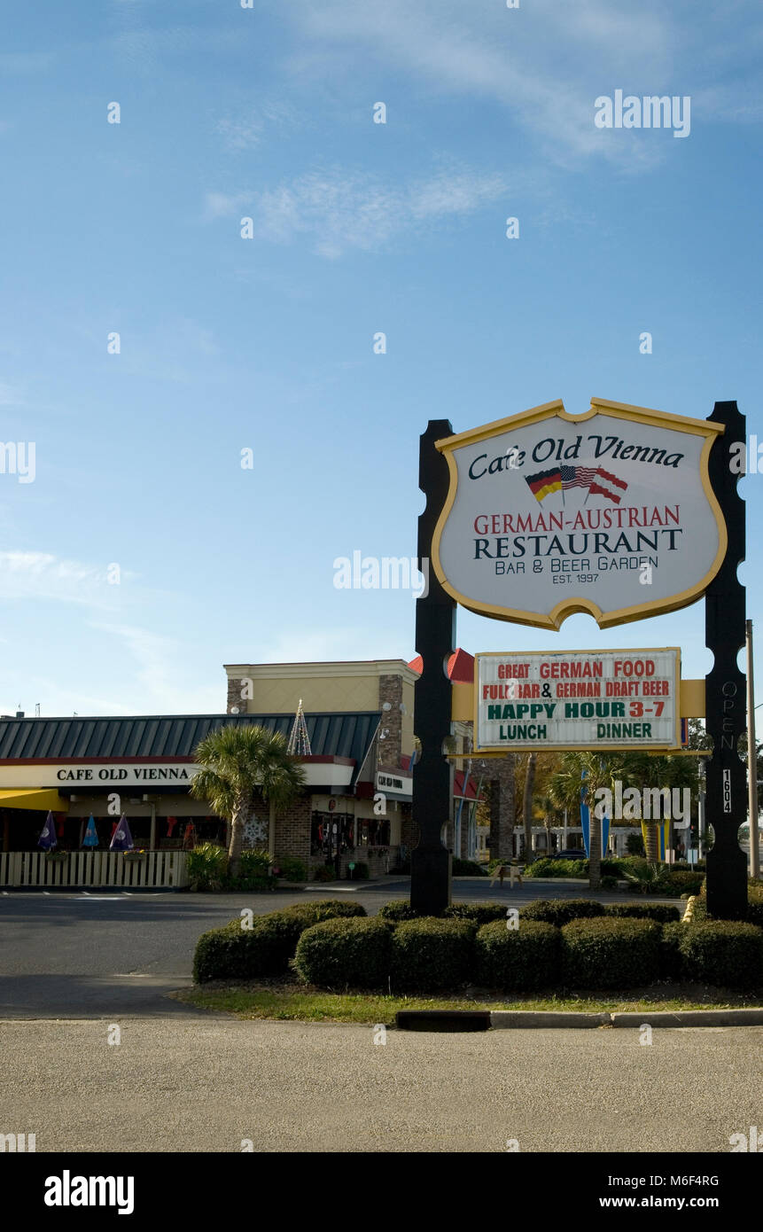 Cafe Vieux Vienne Allemand-autrichien restaurant à Myrtle Beach SC USA. Banque D'Images