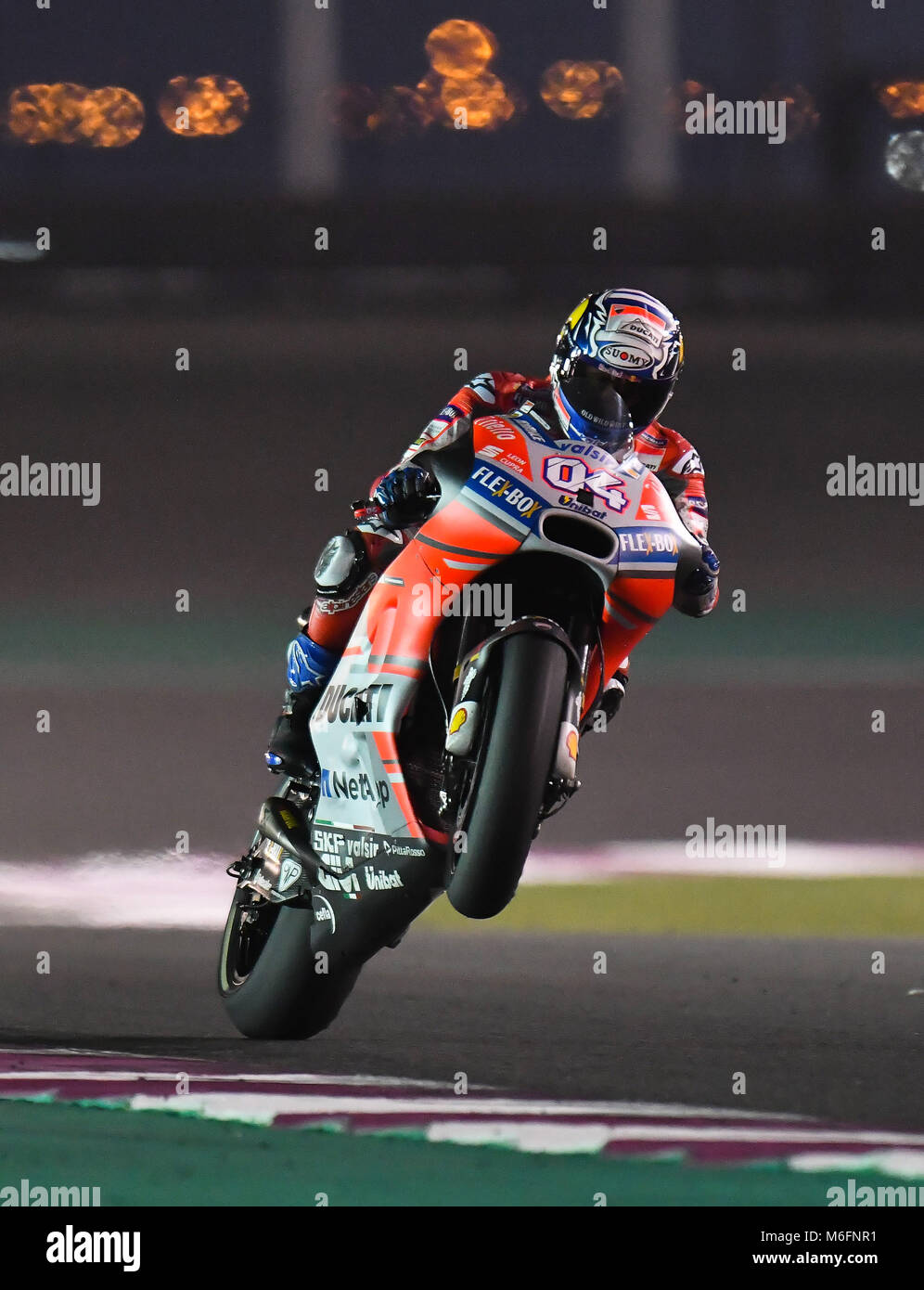 Doha. 3e Mar, 2018. L'Italien Andrea Dovizioso MotoGP rider du team Ducati oriente son vélo au cours de la dernière journée de test pré-saison sur les 5,380 kilomètres du Circuit international dans la capitale du Qatar Doha le 3 mars 2018. Credit : Nikku/Xinhua/Alamy Live News Banque D'Images