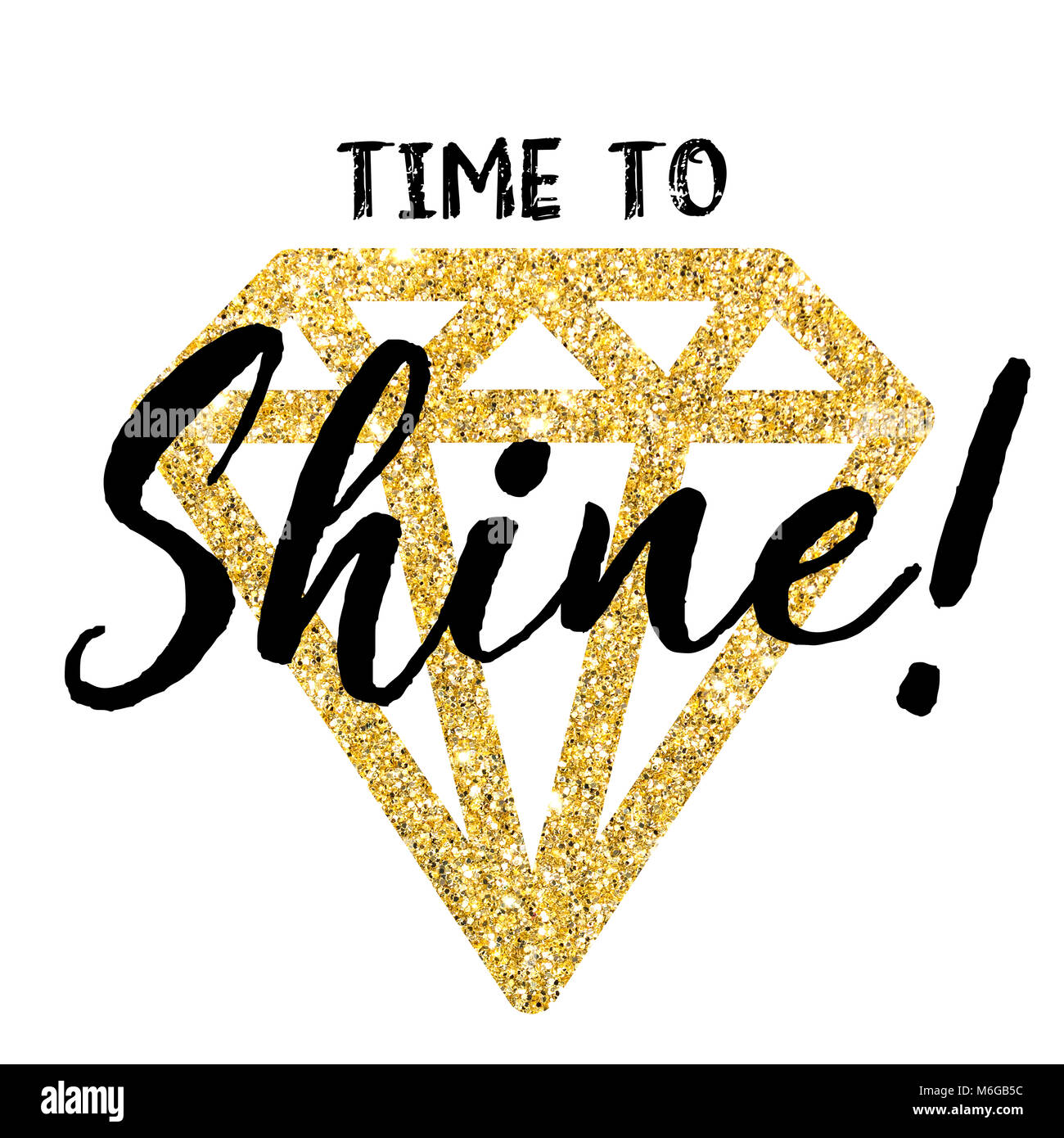 Diamant Brillant Dore Avec Une Citation De Temps Pour Briller Un Dessin Pour L Impression Sur Cartes T Shirts Etc Photo Stock Alamy