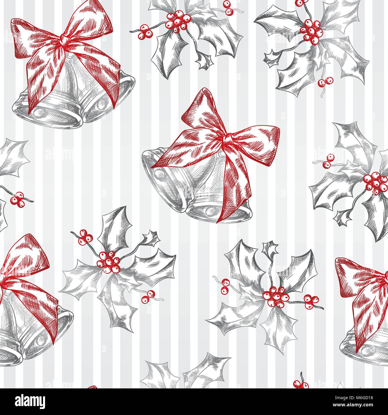 Les vacances de Noël et Vintage hand drawn seamless pattern Illustration de Vecteur