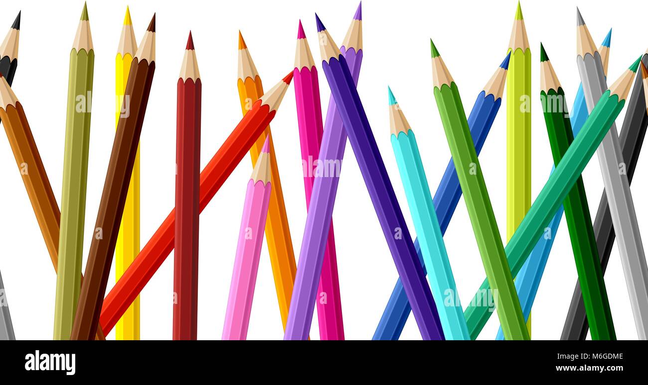 Arrière-plan avec des crayons de couleur. Motif transparent vecteur Illustration de Vecteur