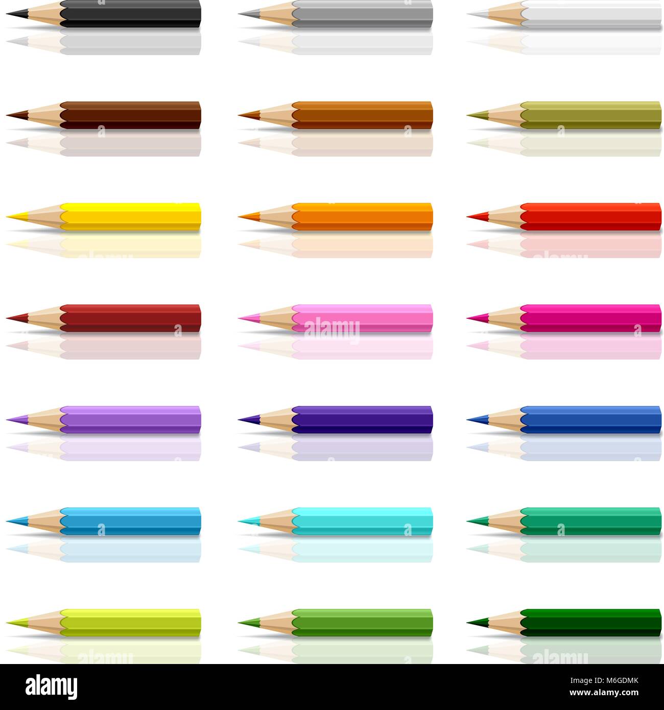 Collection de crayons de couleur sur fond blanc Illustration de Vecteur