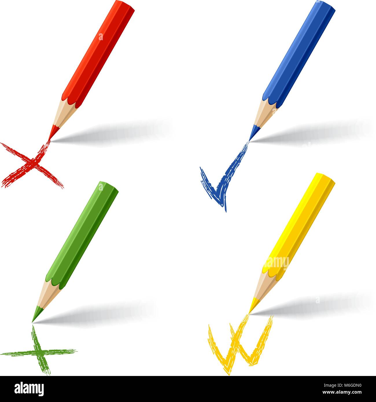 Collection de crayons de couleur sur fond blanc Illustration de Vecteur