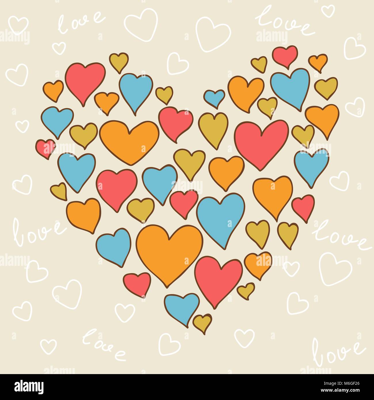 Saint-valentin lovely seamless texture with cute doodles Illustration de Vecteur