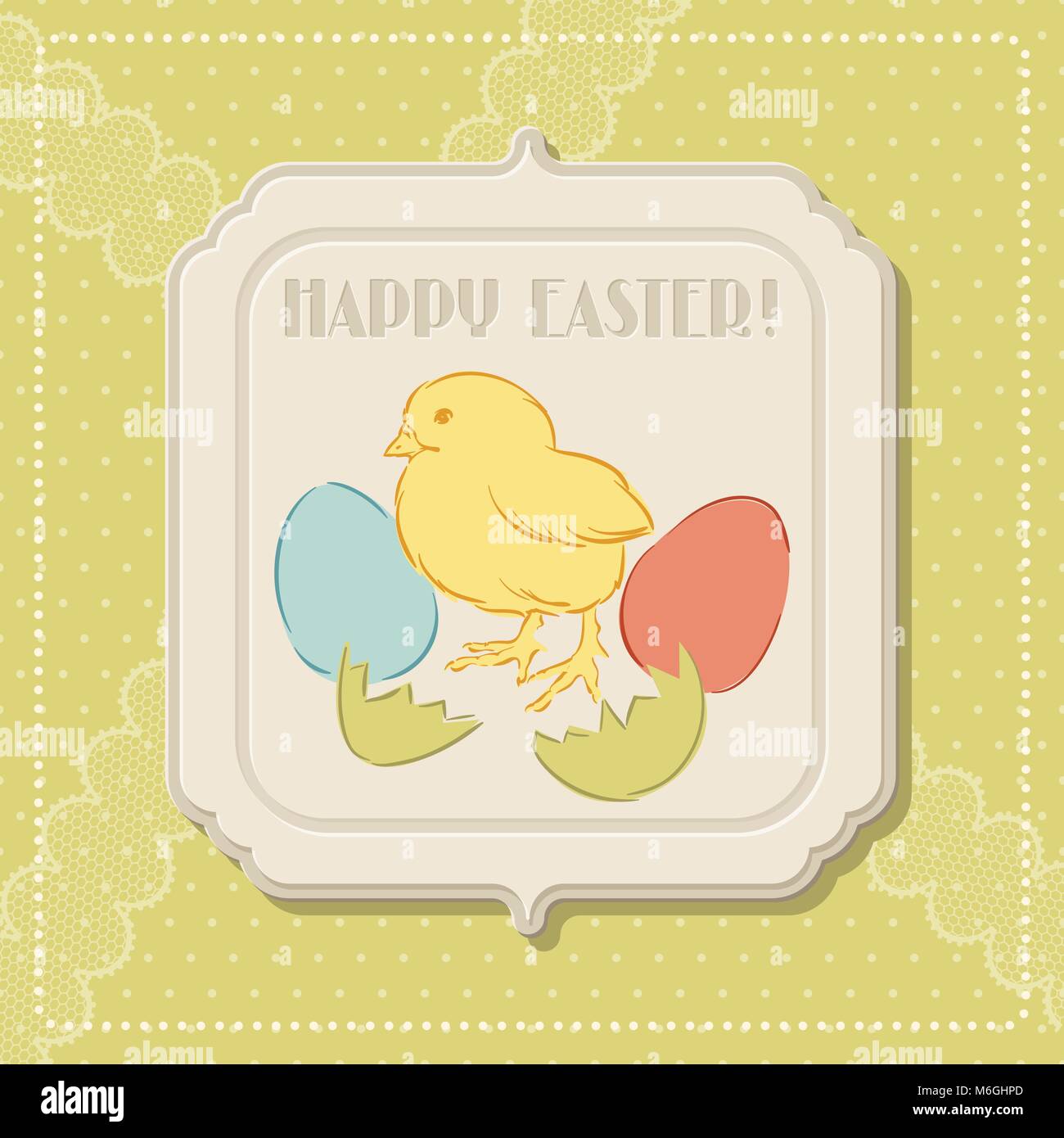 Joyeuses Pâques carte de souhaits retro Illustration de Vecteur