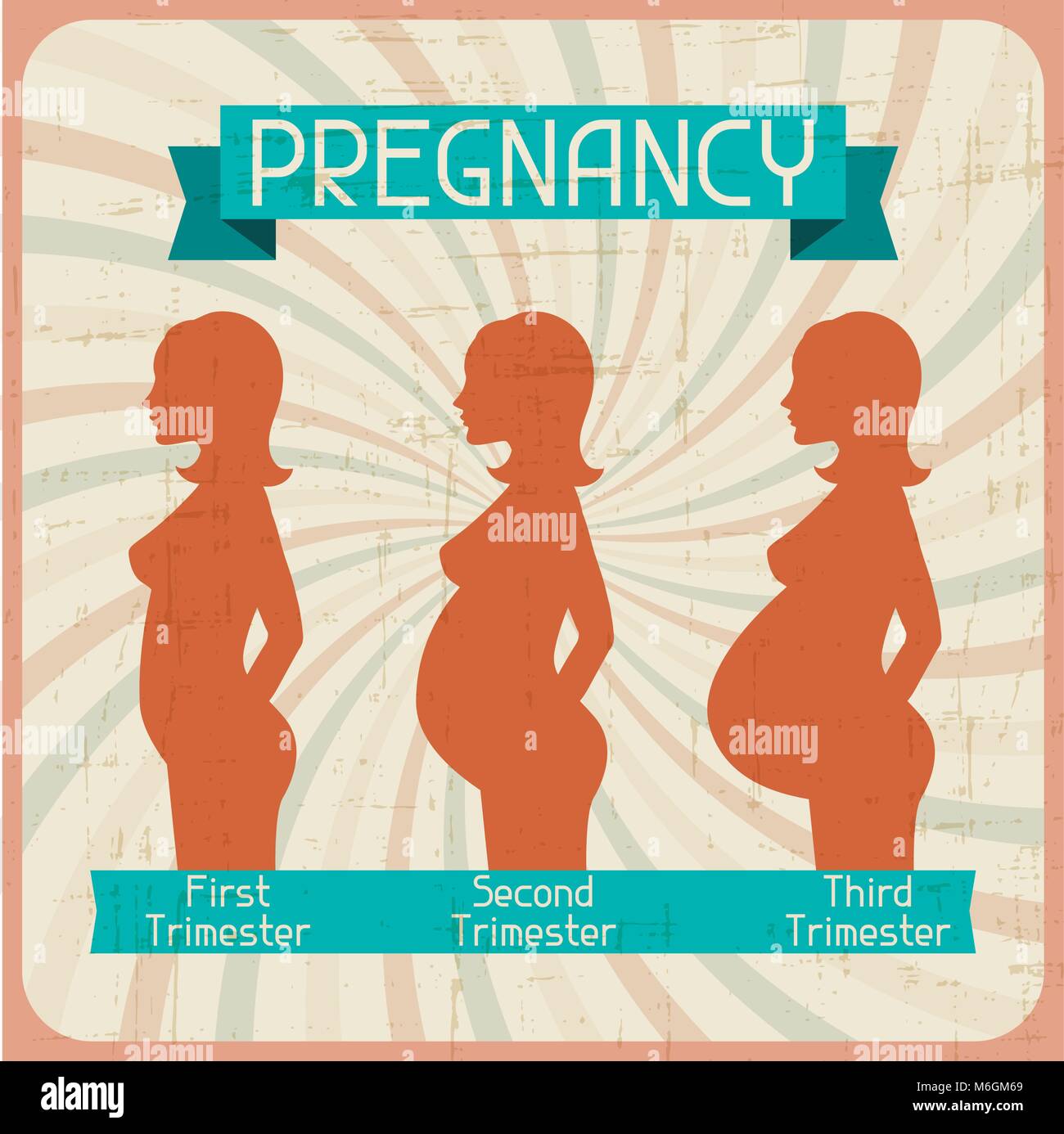 Silhouette d'une femme enceinte dans les trois trimestres Illustration de Vecteur
