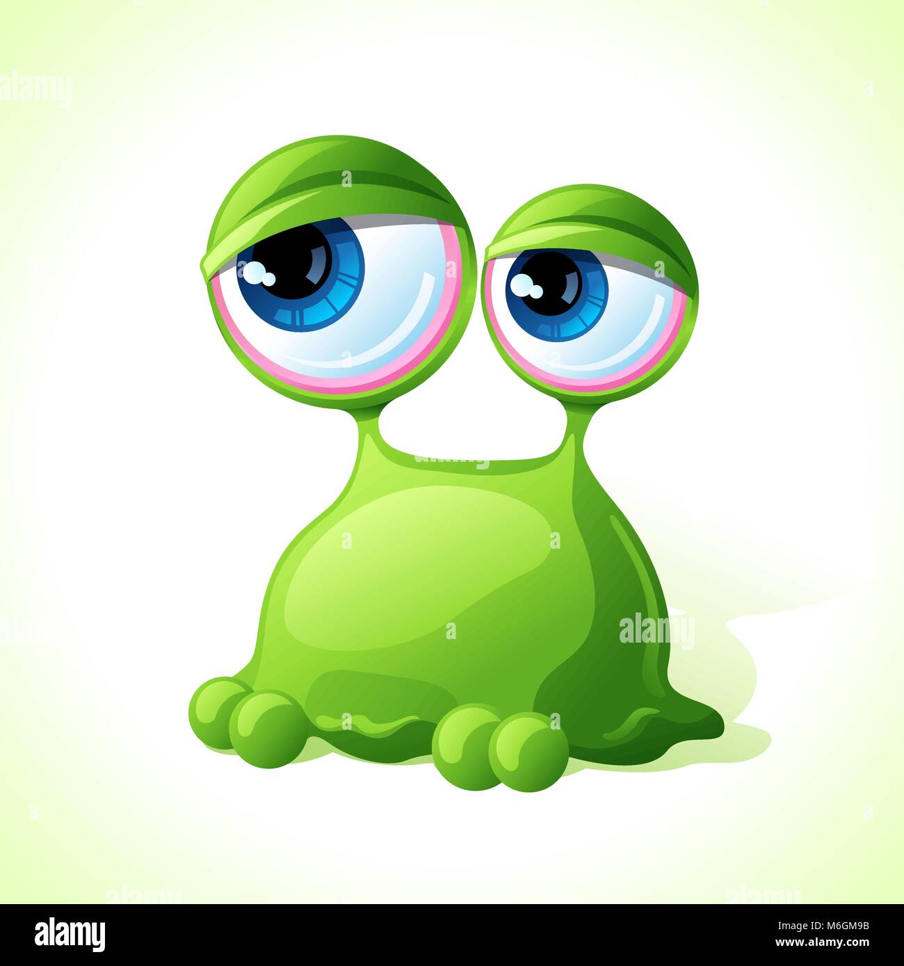 Vector mignon monstre vert isolé sur fond blanc Illustration de Vecteur