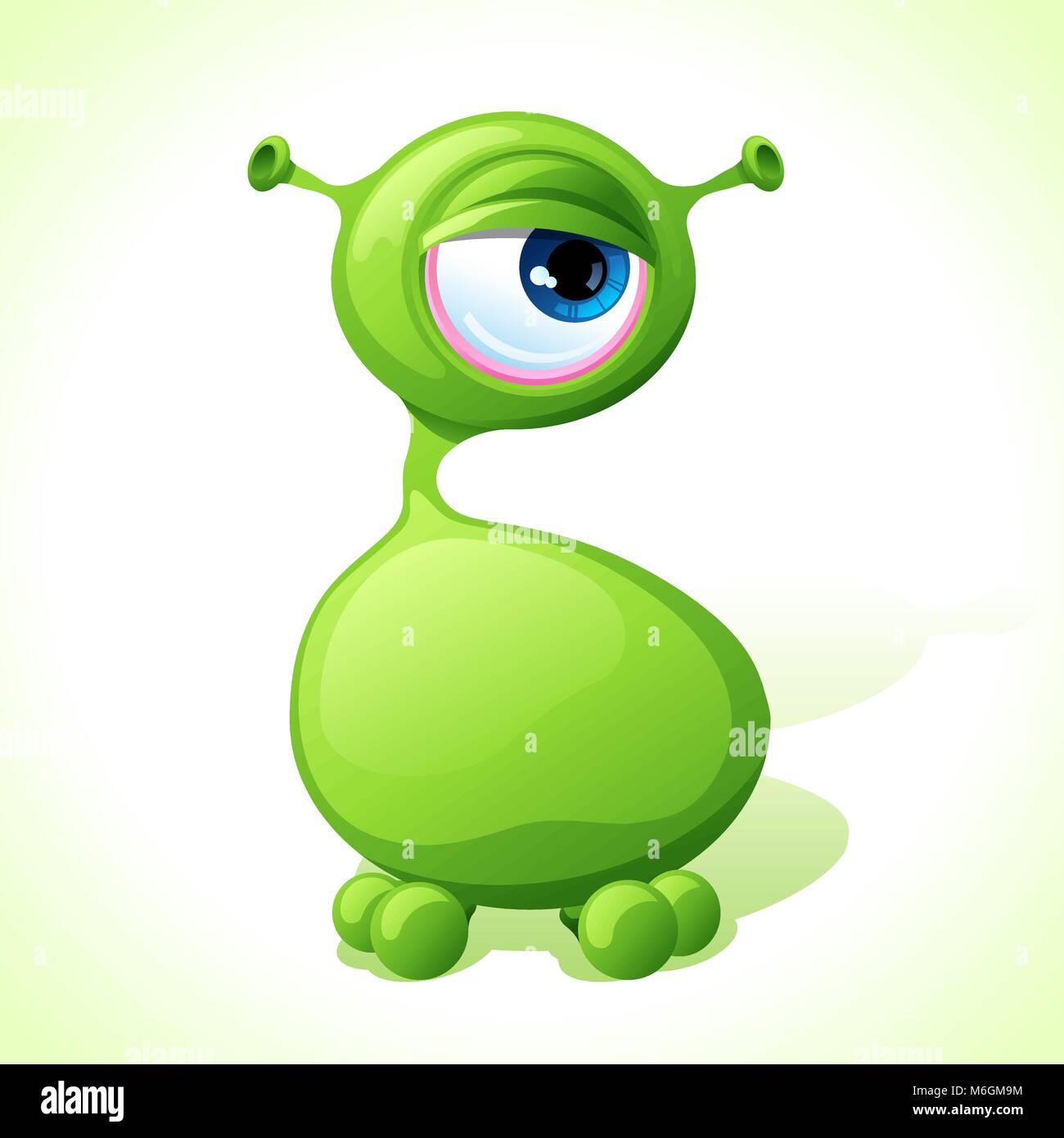 Vector mignon monstre vert isolé sur fond blanc Illustration de Vecteur