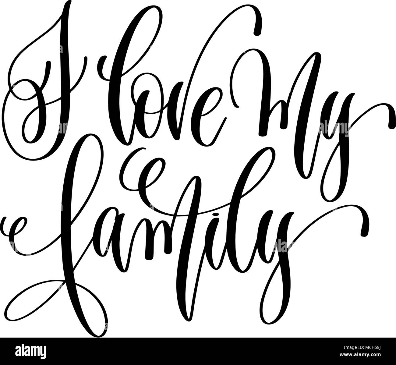 J'aime ma famille - lettrage main citation positive Illustration de Vecteur