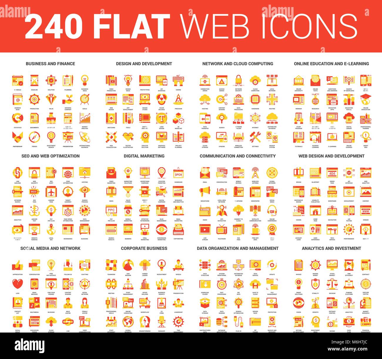 Icônes Web plat Illustration de Vecteur