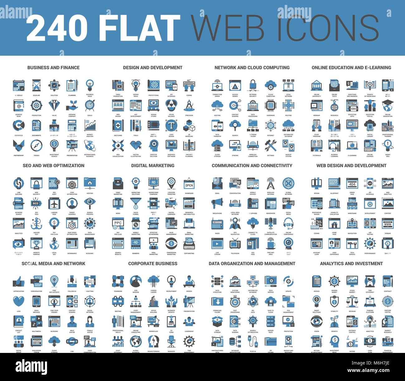 Icônes Web plat Illustration de Vecteur