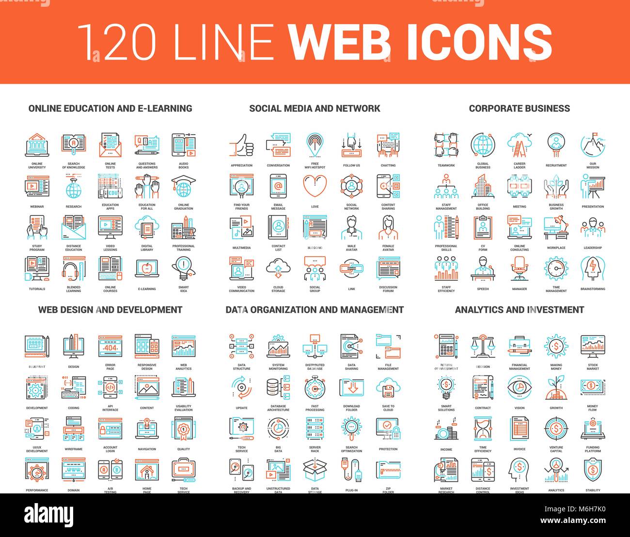 Ligne plate Web Icons Illustration de Vecteur