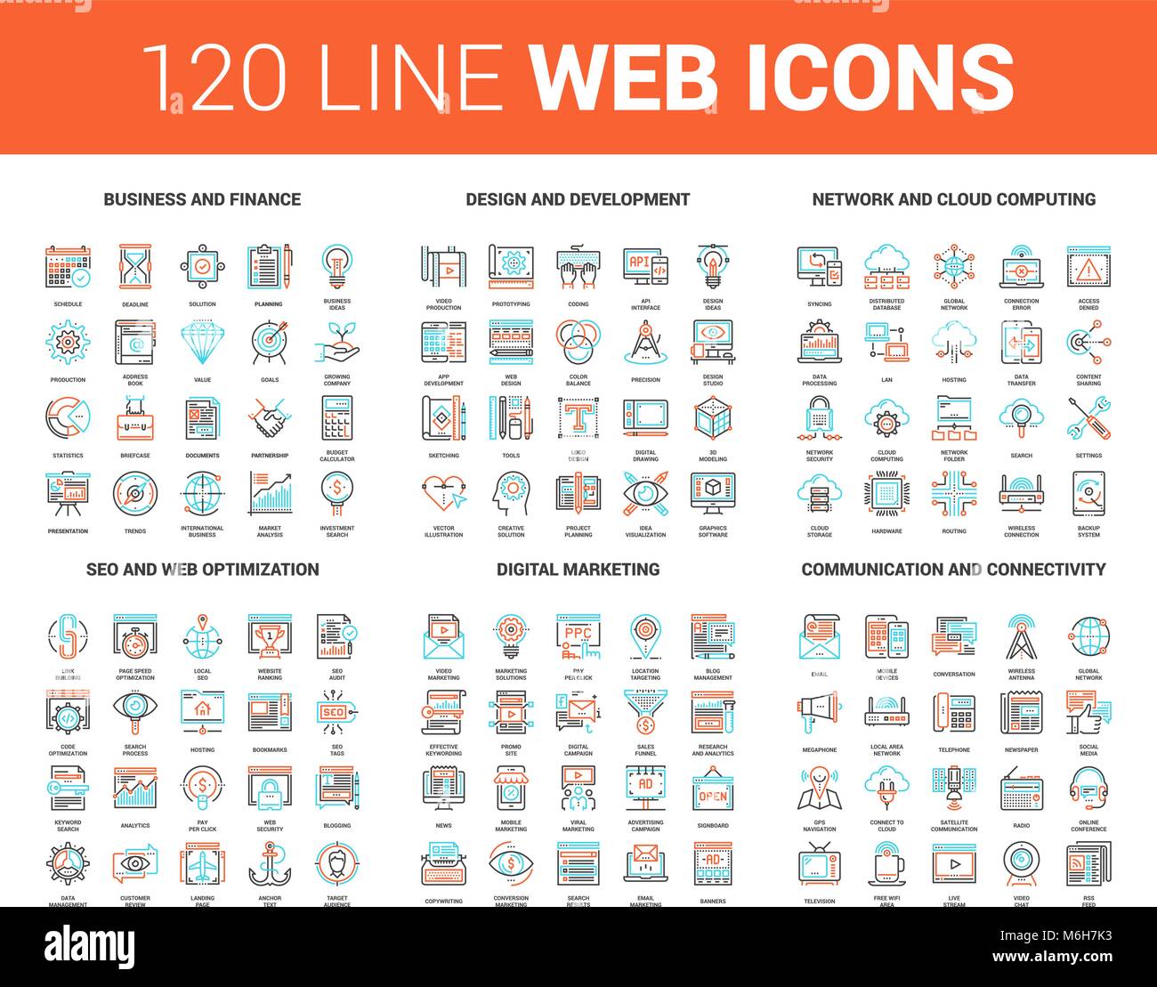 Ligne plate Web Icons Illustration de Vecteur