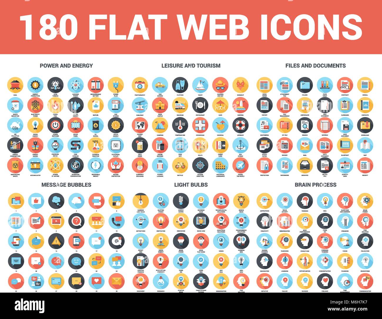 Icônes Web plat Illustration de Vecteur