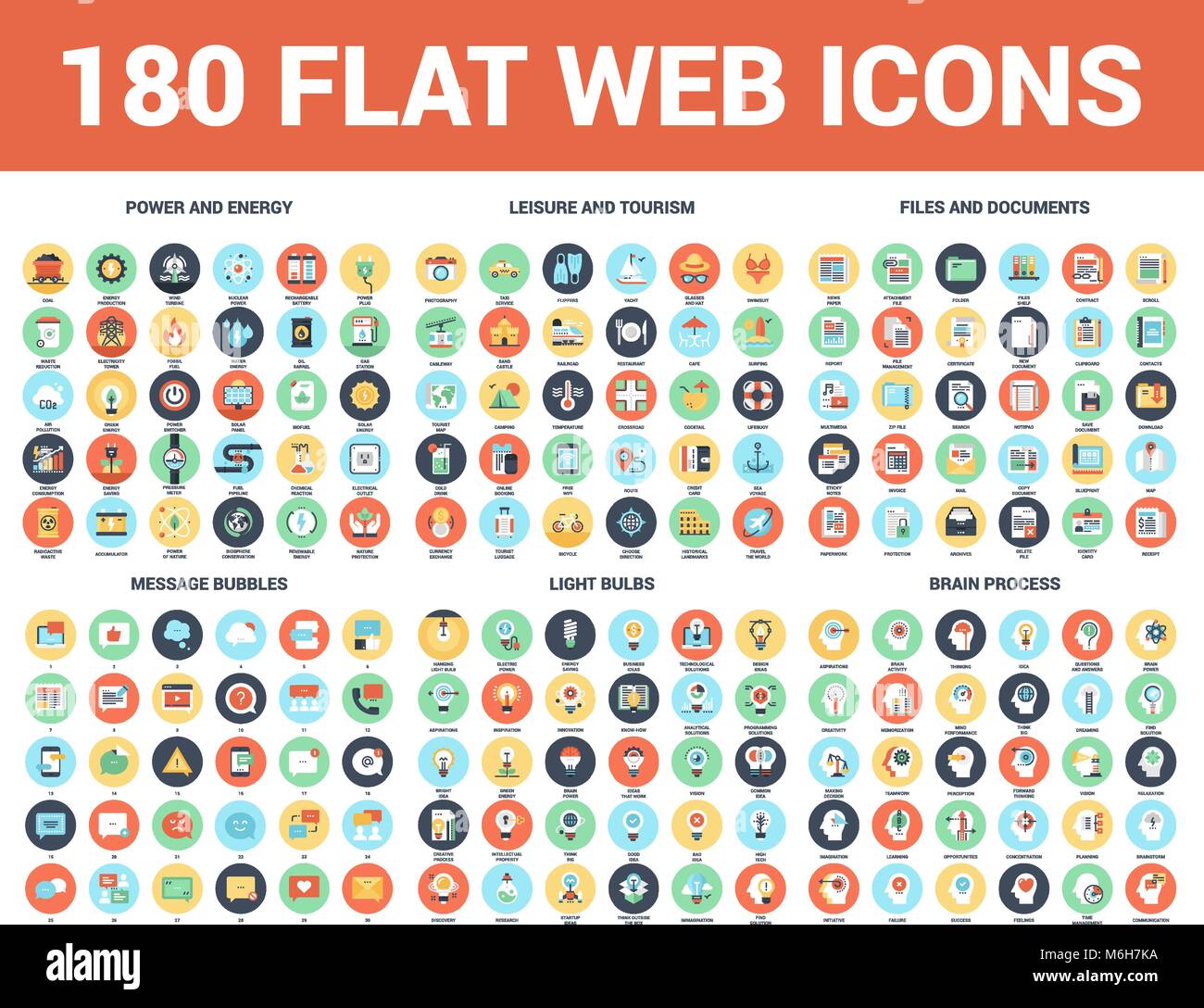 Icônes Web plat Illustration de Vecteur