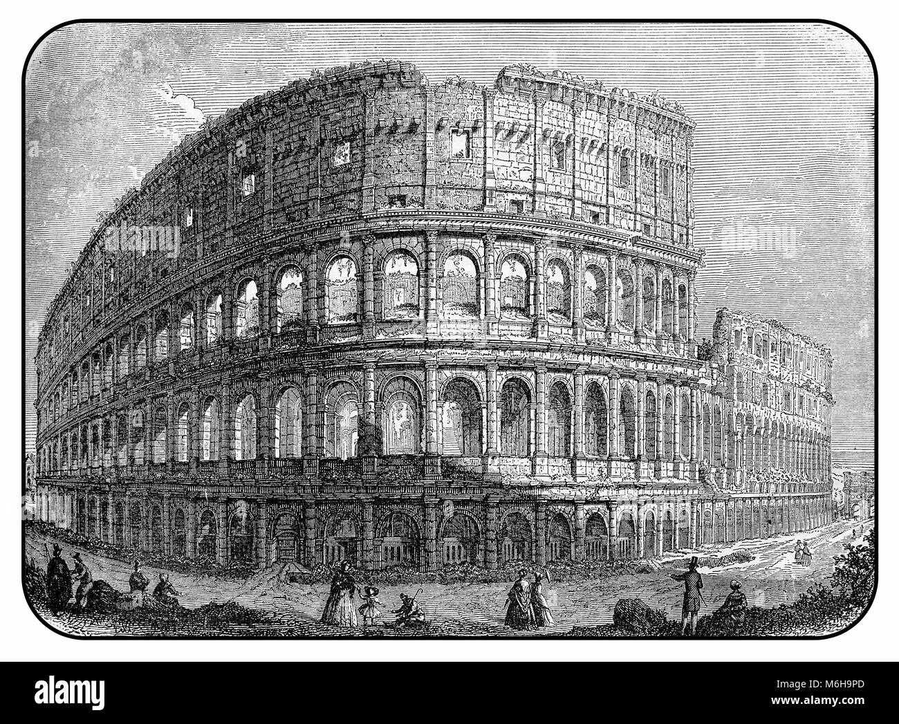Rome, Colisée, magnifique gravure DU XIXE SIÈCLE Banque D'Images