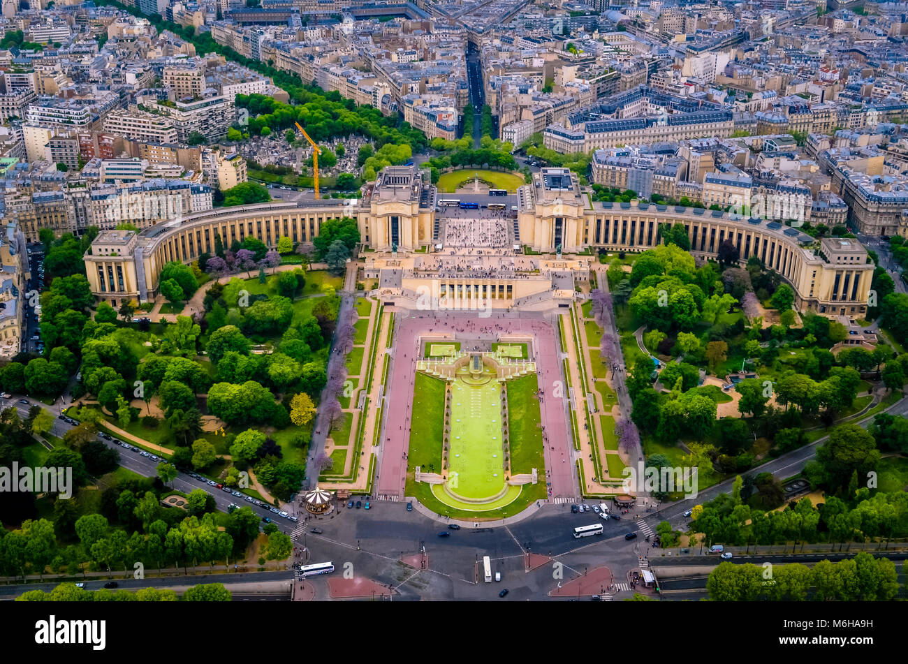 Vue à vol d'oiseau de Paris du haut de la tour Eiffel Banque D'Images
