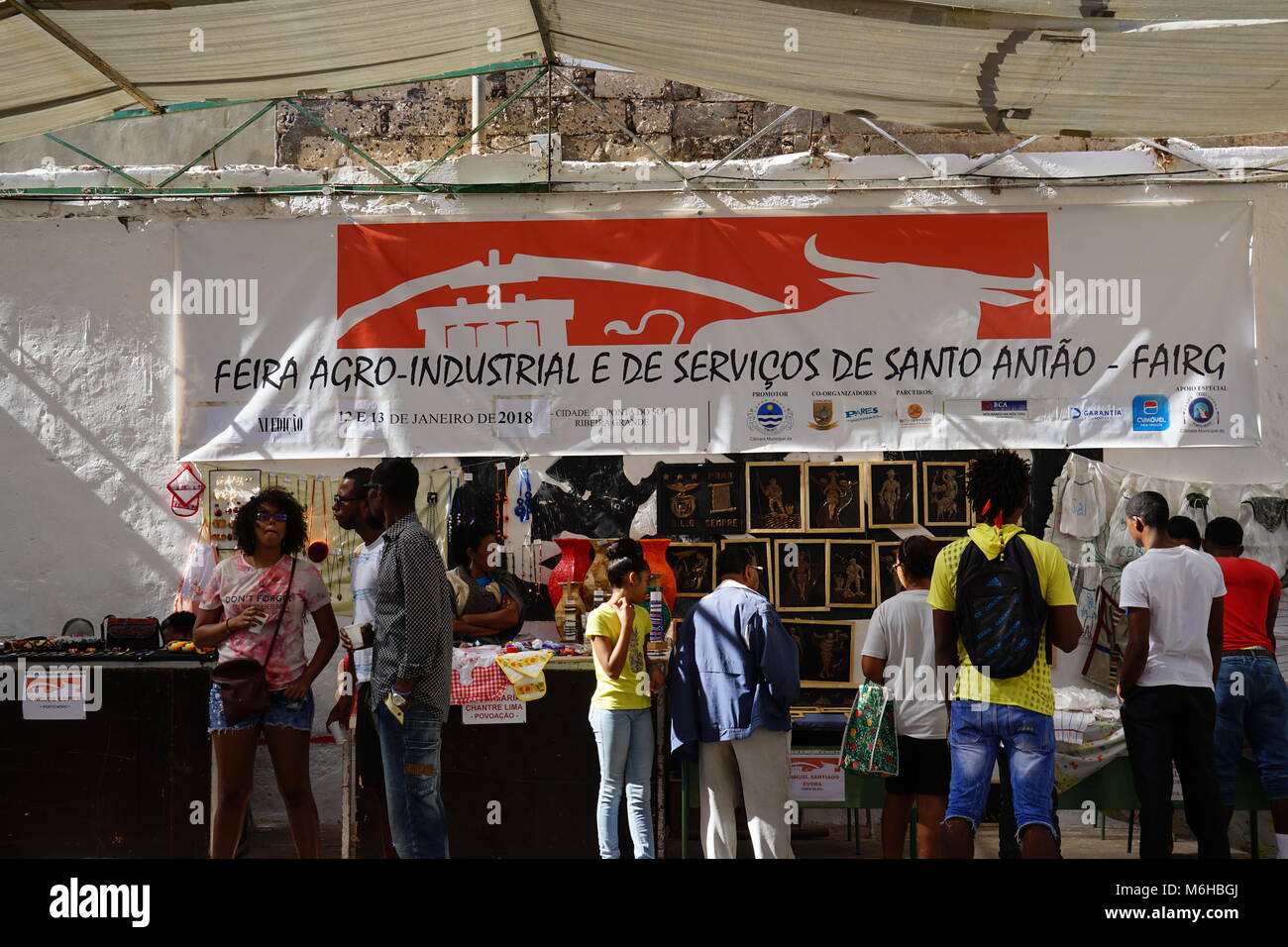 Exposition de produits spécifiques à la région, Ponta do Sol, Santo Antao, Cap Vert Banque D'Images