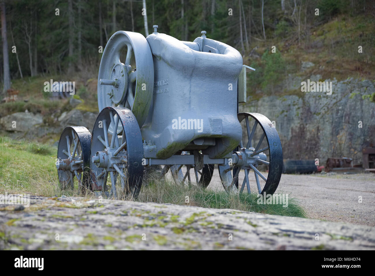Un vieux à un concasseur mining museum en Norvège vu de l'arrière. Banque D'Images
