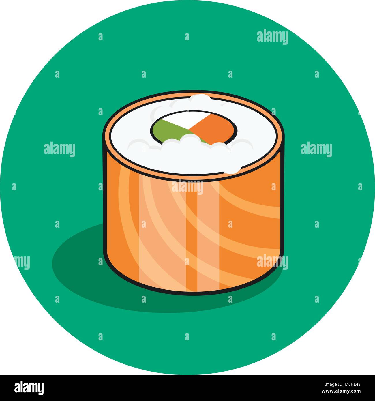 Sushi de Philadelphie. L'alimentation traditionnelle japonaise avec des filets de poisson du saumon de l'icône. Vector illustration isolé. Illustration de Vecteur