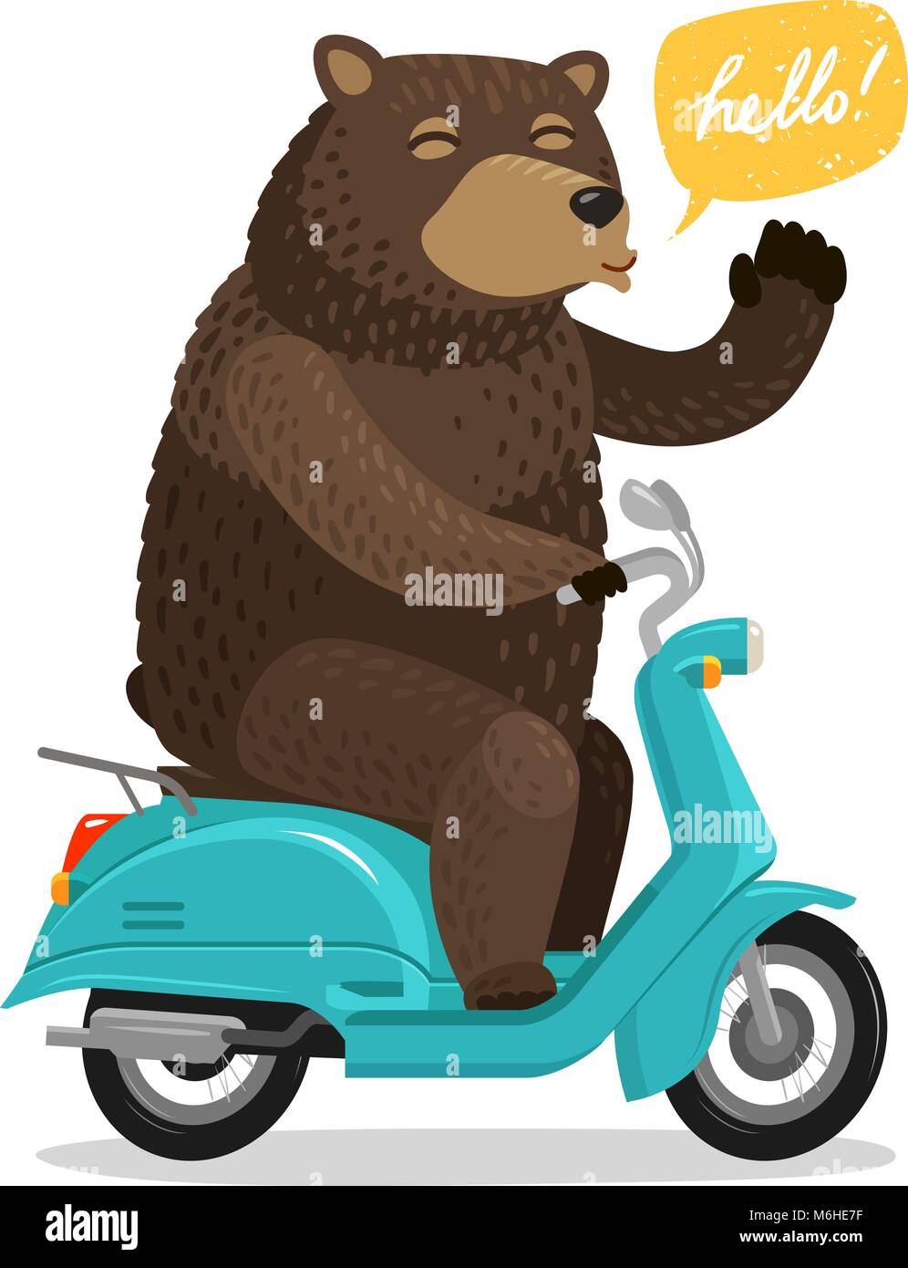 Funny Bear de la trottinette. Concept de cirque. Cartoon vector illustration Illustration de Vecteur