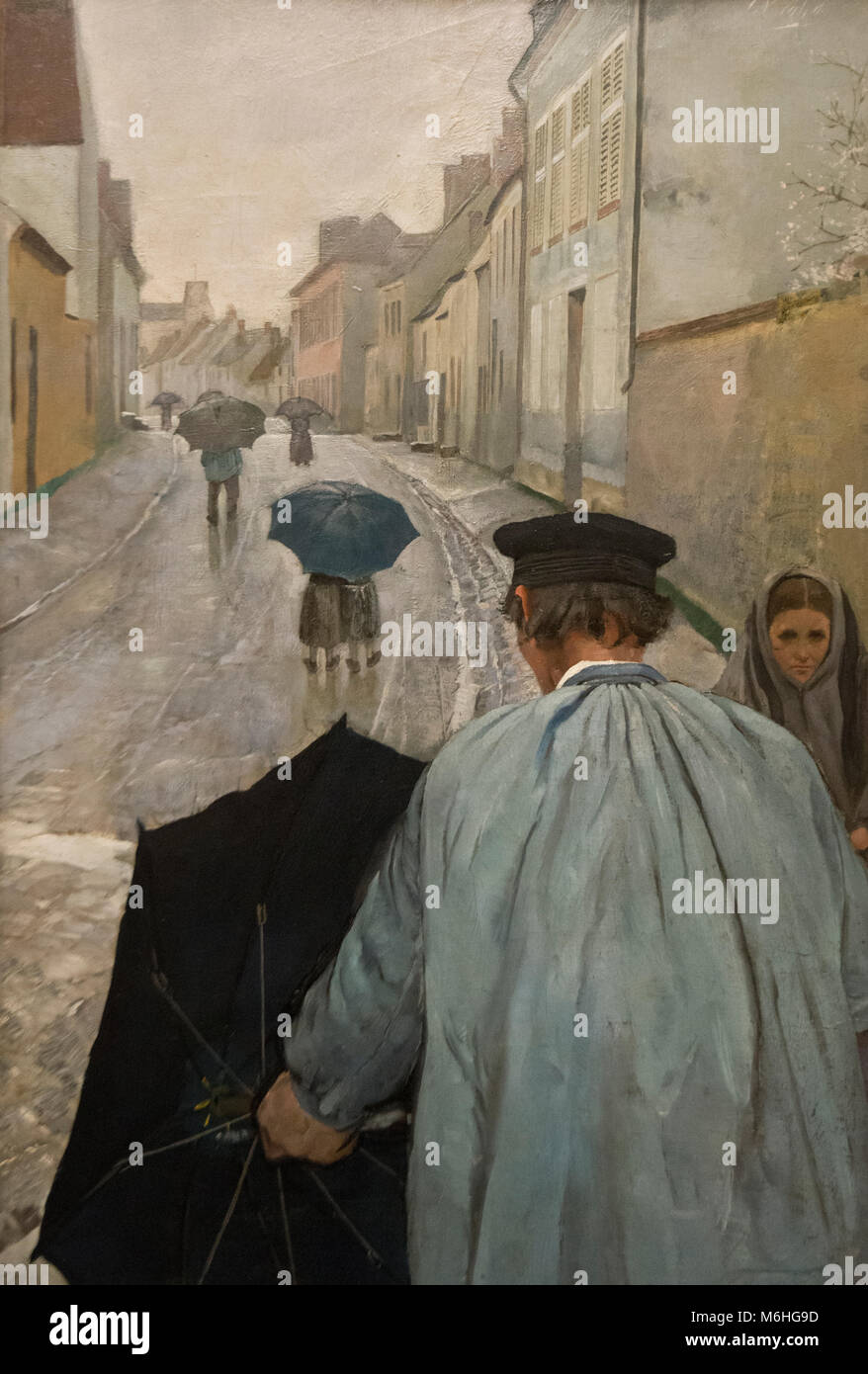 Christian Krohg : Village-rue en Normandie (1882) Banque D'Images