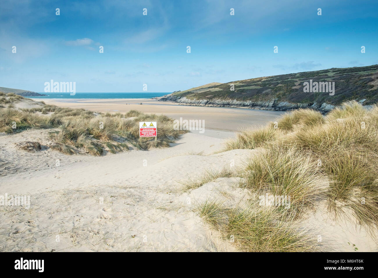 Dunes de sable sur la côte à plage de Crantock en Newquay Cornwall. Banque D'Images