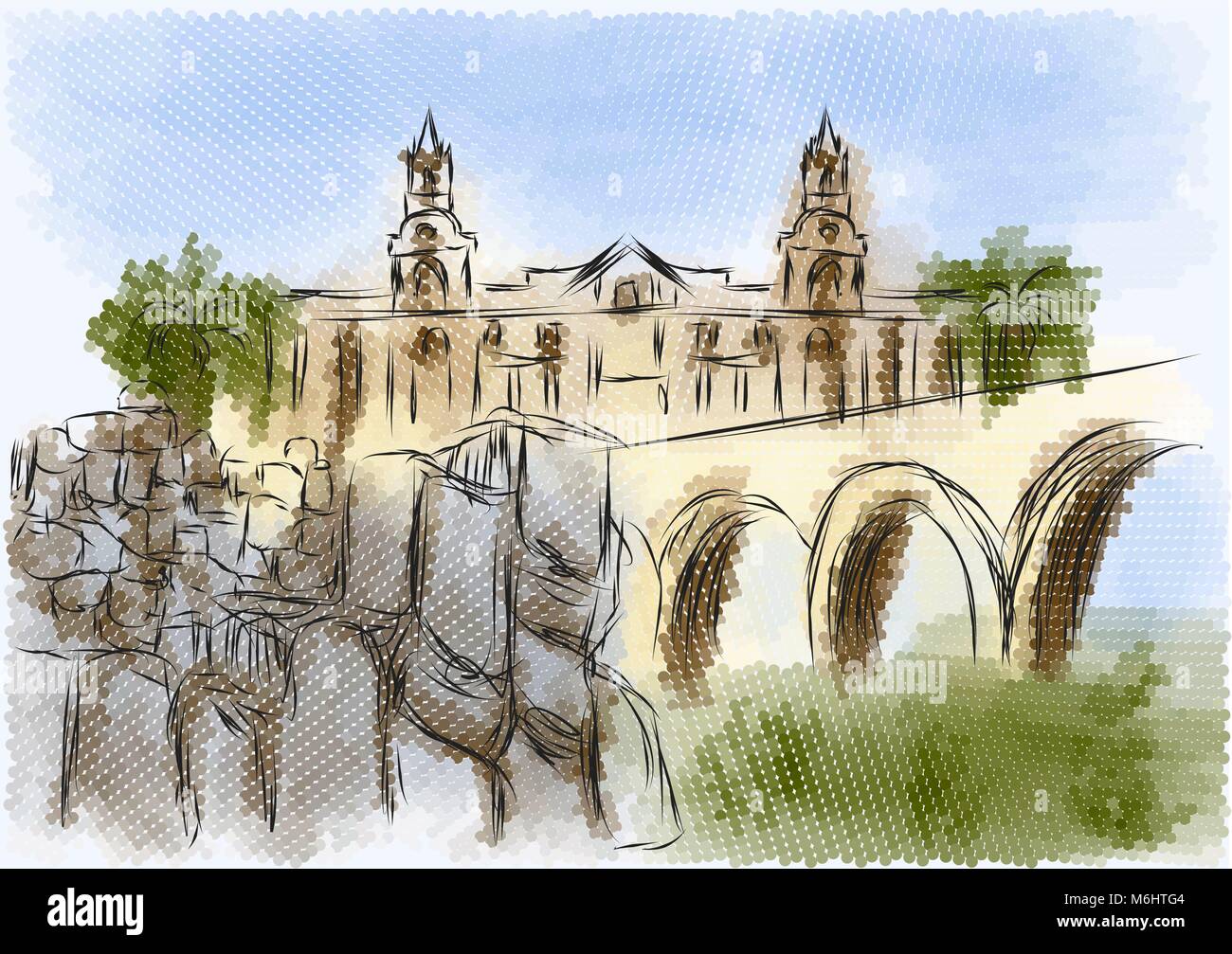 Arequipa abstract illustration. ville sur un fond multicolore Illustration de Vecteur