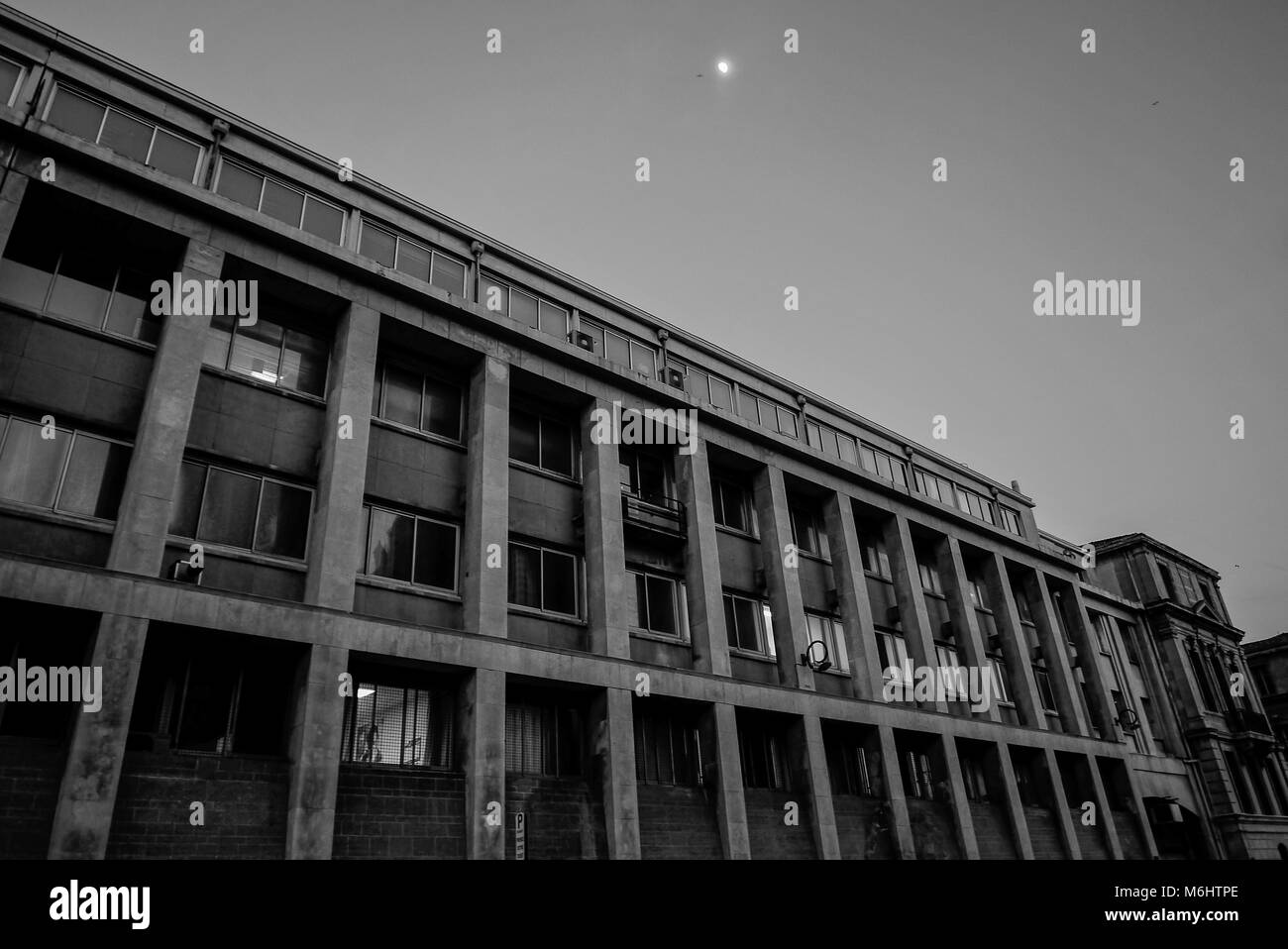 Noir et blanc général de Marseille, quartier de la Joliette, France Banque D'Images