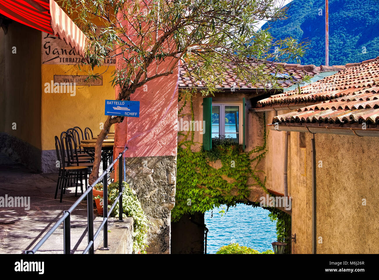 Gandria, petit village sur le lac de Lugano, Suisse Banque D'Images