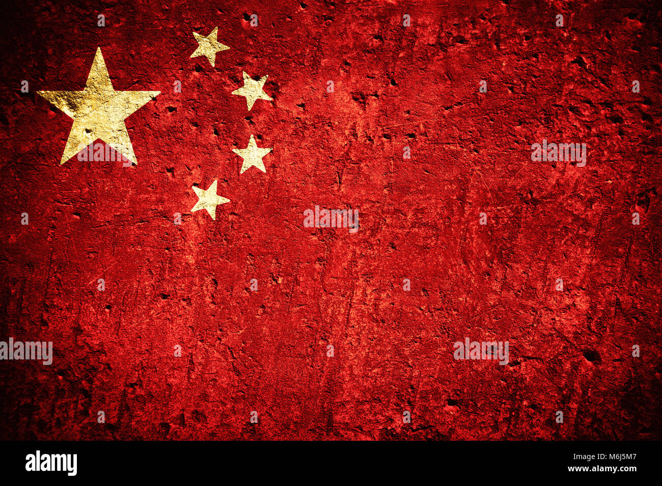 Drapeau de la Chine ou les Chinois sur la bannière de rayures texture rugueuse Banque D'Images