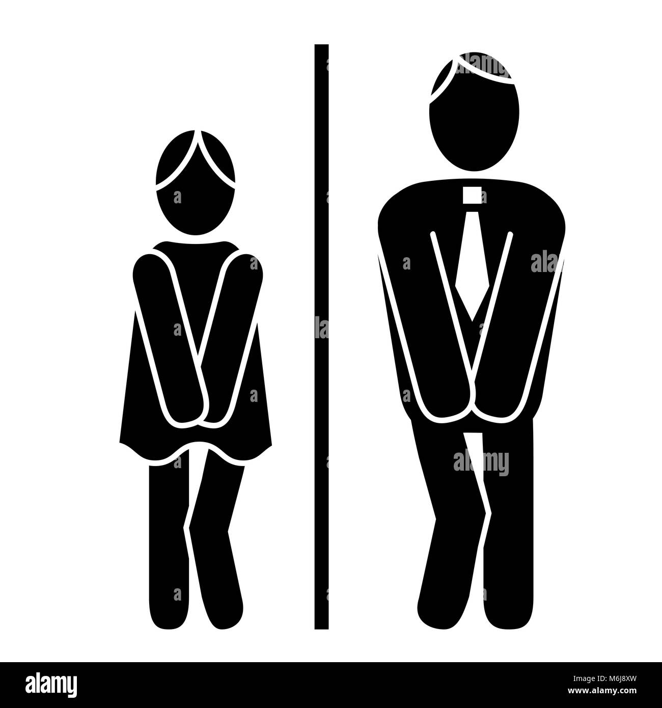 Wc wc Symboles. Icônes mâles et femelles. Dame et de l'homme Silhouettes. Plaque de porte toilettes signe. Illustration de Vecteur